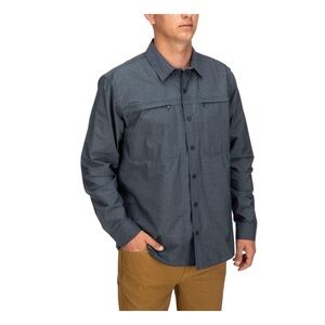 NWOT SIMMS Prewett Stretch Woven Long Sleeve Shirt in Blue  Size Large